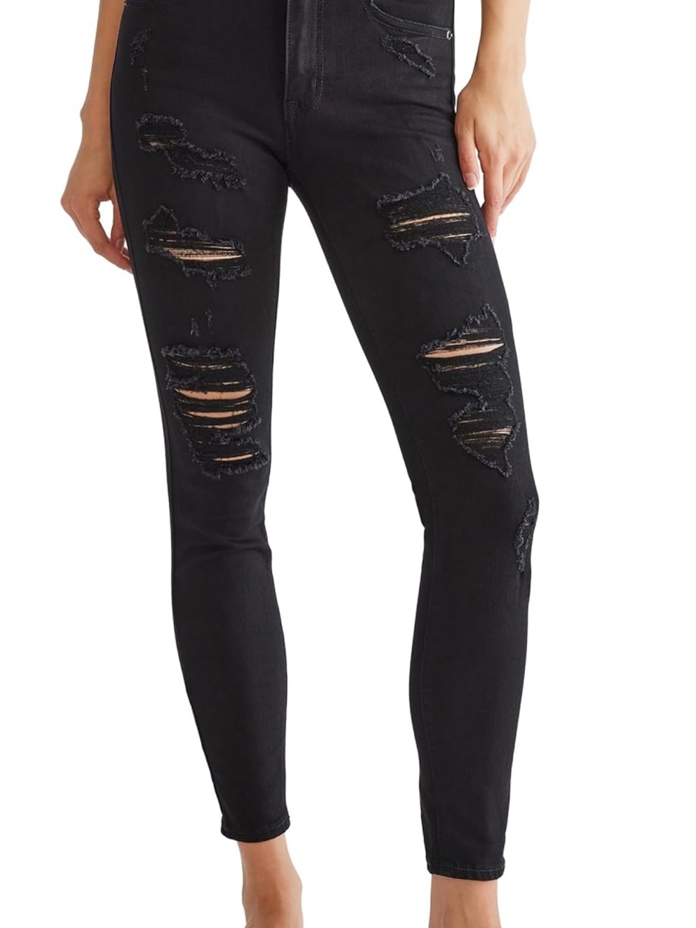 Aeropostale Black Distressed Skinny Jeans for Women